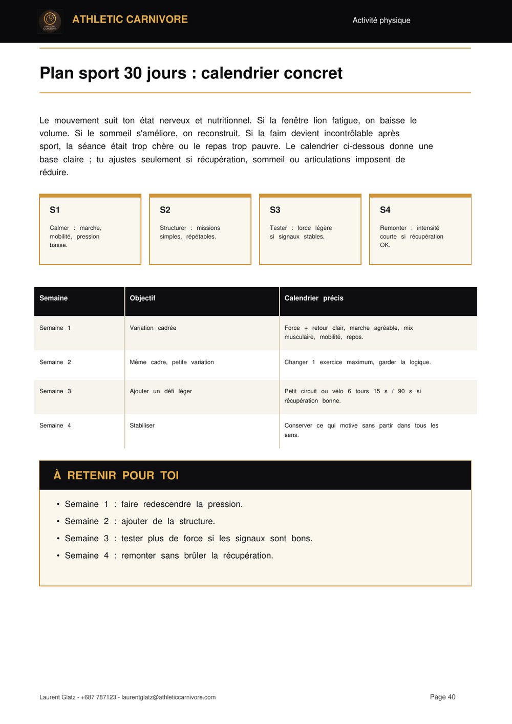 Calendrier sport 30 jours