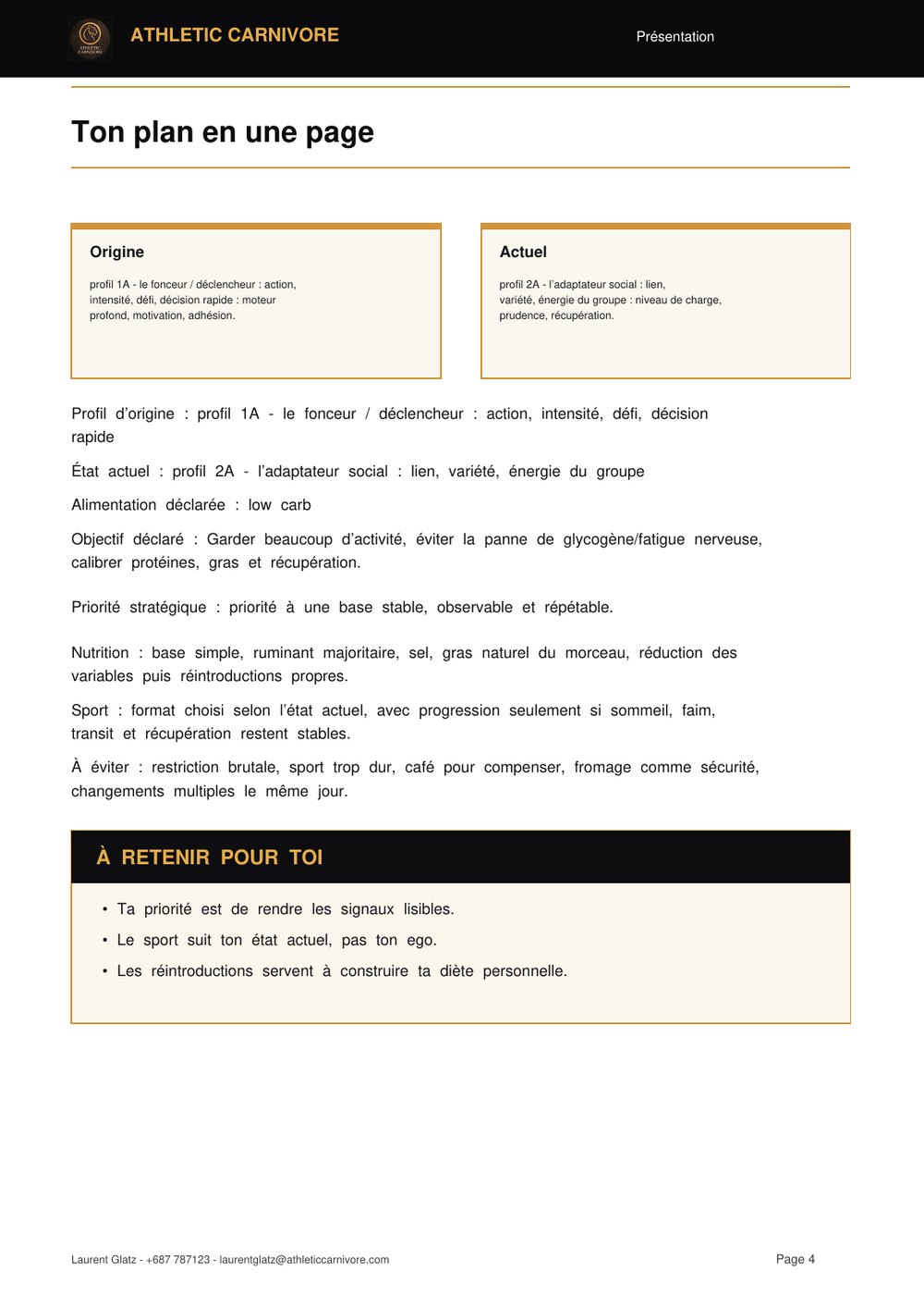 Plan en une page du rapport