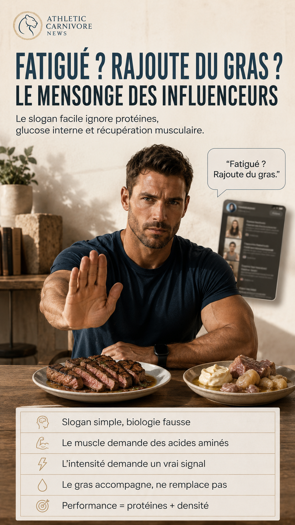 Énergie en carnivore : pourquoi ajouter du gras ne règle pas tout