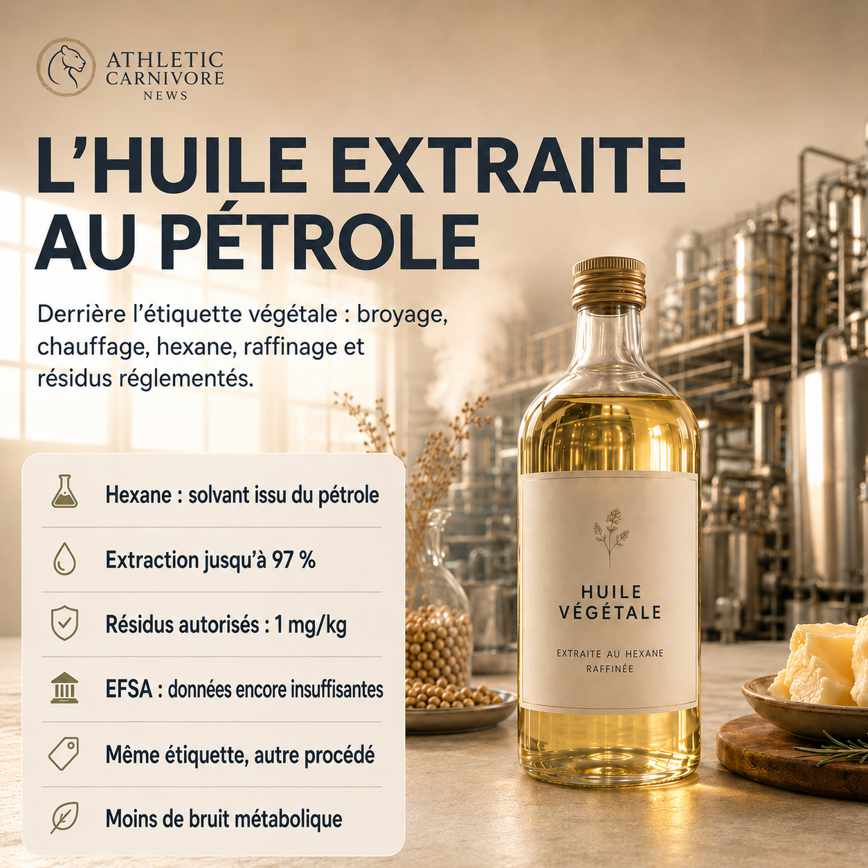 Huiles végétales industrielles : le vrai problème n’est pas seulement l’hexane