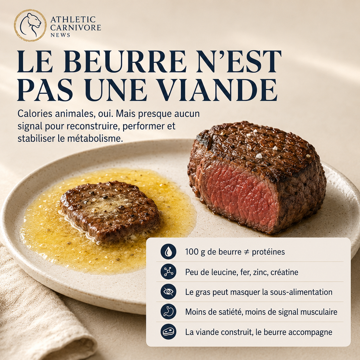Pourquoi le beurre ne remplace pas la viande dans une diète carnivore