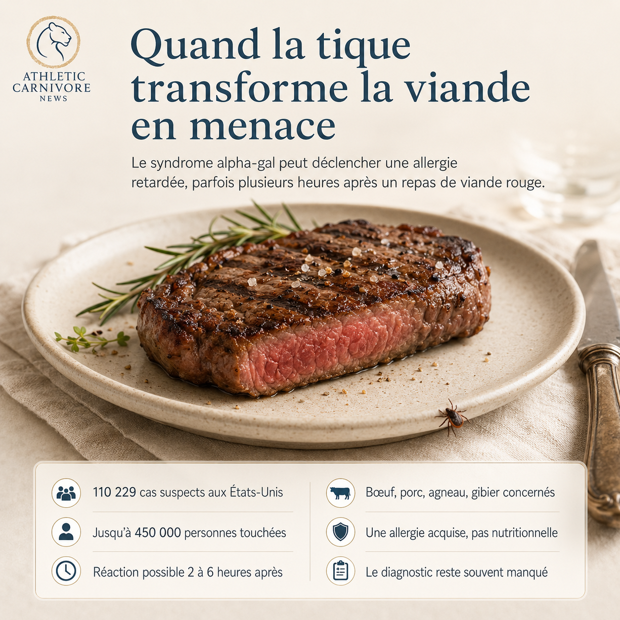 Syndrome Alpha-Gal : quand une morsure de tique modifie la tolérance à la viande rouge