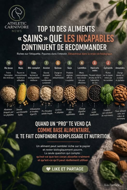 Top 10 des aliments les moins biodisponibles que l’on vous demande encore de considérer comme “sains”
